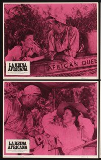 3j578 AFRICAN QUEEN 8 Spanish/U.S. 8x10 mini LCs R75 cool images of Humphrey Bogart & Katharine Hepburn!