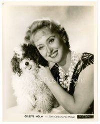 3k126 CELESTE HOLM 8x10 still '50s great close up smiling portrait with her cute dog!