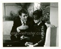 3k340 HOW TO STEAL A MILLION 8x10 still '66 Peter O'Toole talks to Audrey Hepburn wearing mask!