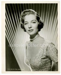 3k398 JOAN WELDON 8.25x10.25 still '50s the pretty actress wearing pearl necklace & low-cut dress!
