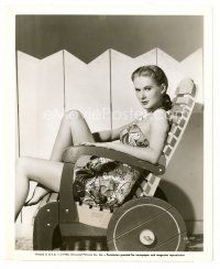 3k412 JUNE VINCENT 8x10 still '46 sexy full-length seated portrait in two-piece swimsuit!