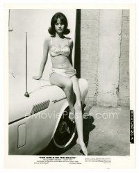 3k436 LANA WOOD 8x10 still '65 in sexy bikini sitting on Ford Thunderbird from Girls on the Beach!