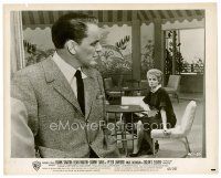 3k542 OCEAN'S 11 8x10 still '60 seated Angie Dickinson looks at worried Frank Sinatra!