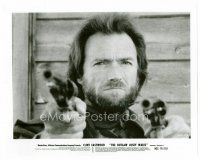 3k549 OUTLAW JOSEY WALES 8x10 still '76 best close up of Clint Eastwood pointing two guns!