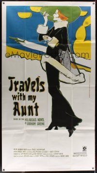 3m023 TRAVELS WITH MY AUNT 3sh '72 from Graham Greene's novel, cool Art Nouveau-style art!
