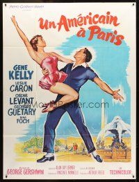 3m286 AMERICAN IN PARIS French 1p R60s Roger Soubie art of Gene Kelly with sexy Leslie Caron!