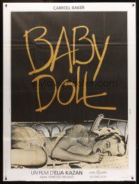 3m297 BABY DOLL French 1p R70s Elia Kazan, classic image of sexy troubled teen Carroll Baker!