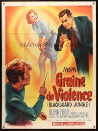 3m313 BLACKBOARD JUNGLE French 1p '55 Richard Brooks classic, great different art by Roger Soubie!