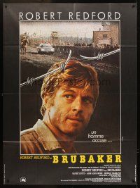 3m321 BRUBAKER French 1p '80 different image of warden Robert Redford in Wakefield prison!