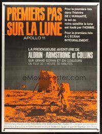 3m385 FOOTPRINTS ON THE MOON French 1p '69 the real story of Apollo 11, cool image of moon landing!