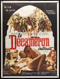 3m386 FORBIDDEN DECAMERON French 1p '72 Italian sexploitation, art of lots of naked people!