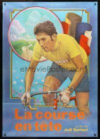 3m441 LA COURSE EN TETE French 1p '74 Joel Santoni, art of real life cyclist Eddy Merckx on bike!