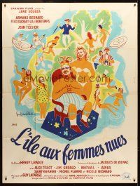 3m490 NAKED IN THE WIND French 1p '53 Henri Lepage's L'ile aux femmes nues, art by Guy Gerard Noel!