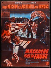 3m539 RAMPAGE French 1p R60s different art of Mitchum & Elsa Martinelli on roof by Jean Mascii!