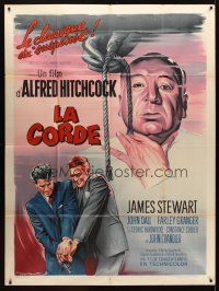 3m549 ROPE French 1p R63 art of James Stewart & director Alfred Hitchcock by by Roger Soubie!
