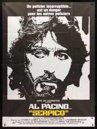 3m563 SERPICO French 1p '74 cool close up image of Al Pacino, Sidney Lumet crime classic!