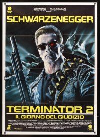 3m200 TERMINATOR 2 Italian 1p '91 cool different art of Arnold Schwarzenegger by Renato Casaro!