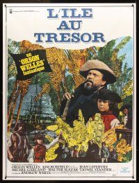 3m618 TREASURE ISLAND French 1p '72 great image of Orson Welles as pirate Long John Silver!