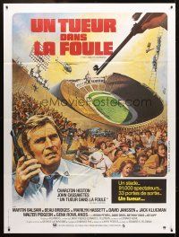 3m622 TWO MINUTE WARNING French 1p '76 Charlton Heston, different sniper at football game art!
