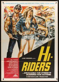 3m128 HI-RIDERS Italian 1p '77 dragging the streets burning for action, cool art!