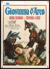 3m141 JOAN OF ARC Italian 1p R70s different art of wounded Ingrid Bergman by Luca Crovato!