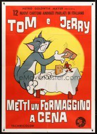 3m205 TOM & JERRY Italian 1p '69 cat & mouse cartoon, more violent art than U.S. posters!