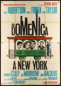 3m077 SUNDAY IN NEW YORK Italian 2p '64 Rod Taylor, Jane Fonda, Robertson, different Milana art!