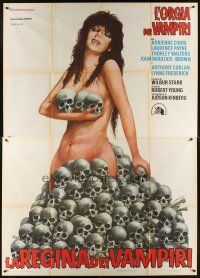 3m083 VAMPIRE CIRCUS Italian 2p '73 different Spagnoli art of naked girl covered only by skulls!