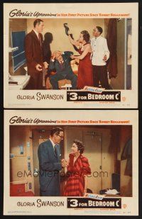 3p570 3 FOR BEDROOM C 2 LCs '52 James Warren, Fred Clark & glamorous Gloria Swanson on train!