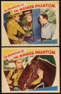 3p579 ADVENTURES OF THE MASKED PHANTOM 2 LCs '39 cool images of cowboy Monte Rawlins in title role!
