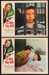3p617 BIG TIP OFF 2 LCs '55 great image of Richard Conte behind bars, film noir!
