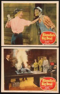 3p624 BLONDIE'S BIG DEAL 2 LCs '49 wacky Penny Singleton in title role paint's guy's face!
