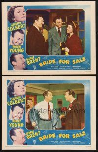 3p629 BRIDE FOR SALE 2 LCs '49 cool images of Claudette Colbert, Robert Young & George Brent!