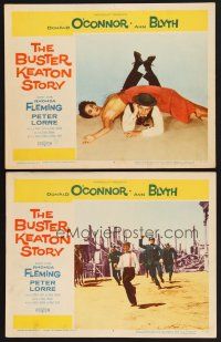 3p633 BUSTER KEATON STORY 2 LCs '57 Donald O'Connor as The Great Stoneface comedian, Ann Blyth