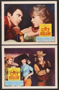 3p640 CAT BALLOU 2 LCs '65 Michael Callan shows pocket watch to sexy cowgirl Jane Fonda!