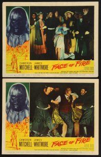 3p693 FACE OF FIRE 2 LCs '59 Albert Band directed horror, cool images of top cast!