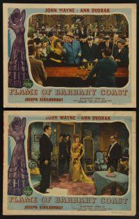 3p703 FLAME OF BARBARY COAST 2 LCs '45 John Wayne gambling & w/sexy Ann Dvorak!
