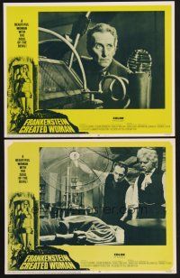 3p708 FRANKENSTEIN CREATED WOMAN 2 LCs '67 cool images of Peter Cushing in title role!