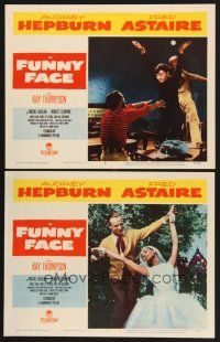 3p711 FUNNY FACE 2 LCs '57 great images of Audrey Hepburn & Fred Astaire dancing!