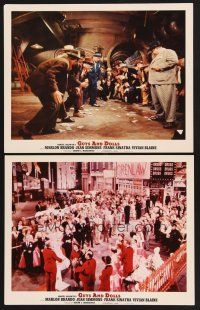 3p731 GUYS & DOLLS 2 photolobby LCs '55 Marlon Brando gambling & w/crowd in the street!