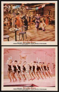 3p730 GUYS & DOLLS 2 photolobby LCs '55 Marlon Brando & line-up of sexy dancers!