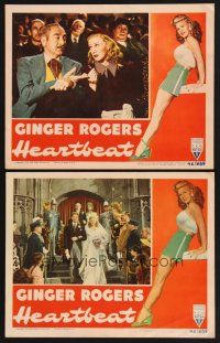 3p739 HEARTBEAT 2 LCs '46 great full length border art of super sexy Ginger Rogers!