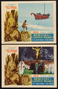 3p744 HERCULES & THE CAPTIVE WOMEN 2 LCs '63 cool images of Reg Park & sexy Fay Spain!