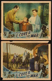 3p761 I COVER THE WAR 2 LCs '37 great images of newsreel cameraman John Wayne in action!
