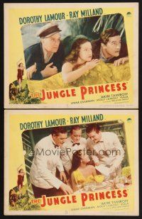 3p779 JUNGLE PRINCESS 2 LCs R46 Dorothy Lamour & Ray Milland in tropical adventure!