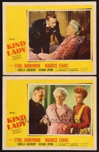 3p780 KIND LADY 2 LCs '51 John Sturges, Keenan Wynn, Ethel Barrymore & Angela Lansbury!
