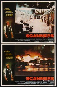 3p871 SCANNERS 2 LCs '81 David Cronenberg, cool image of lab & burning cars, your head will explode!