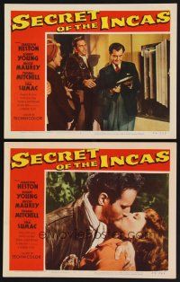3p880 SECRET OF THE INCAS 2 LCs '54 Robert Young & sexy Nicole Maurey in South America!