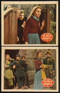 3p910 SONG OF BERNADETTE 2 LCs '43 great close-ups of pretty Jennifer Jones in the title role!