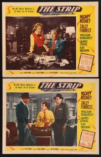 3p930 STRIP 2 LCs '51 Mickey Rooney & sexy Sally Forrest in crime film noir!